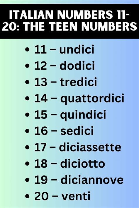 are italian numbers similar to spanish numbers